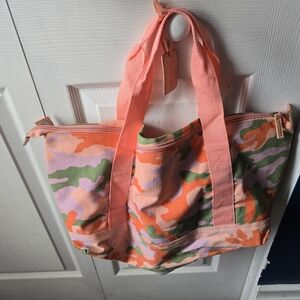 Neiman Marcus Camouflage Tote - Pink, Green, Orange